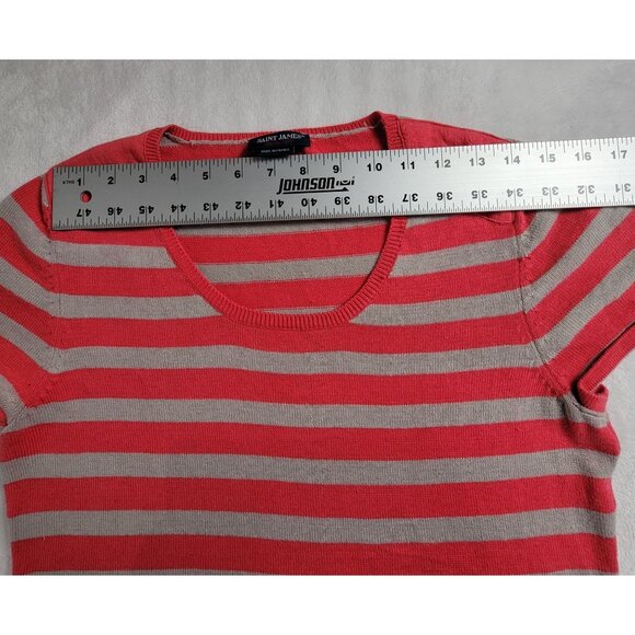 Saint James Womens Striped Short Sleeve Knit Dress Small US 8 Red Linen Blend - Picture 7 of 9